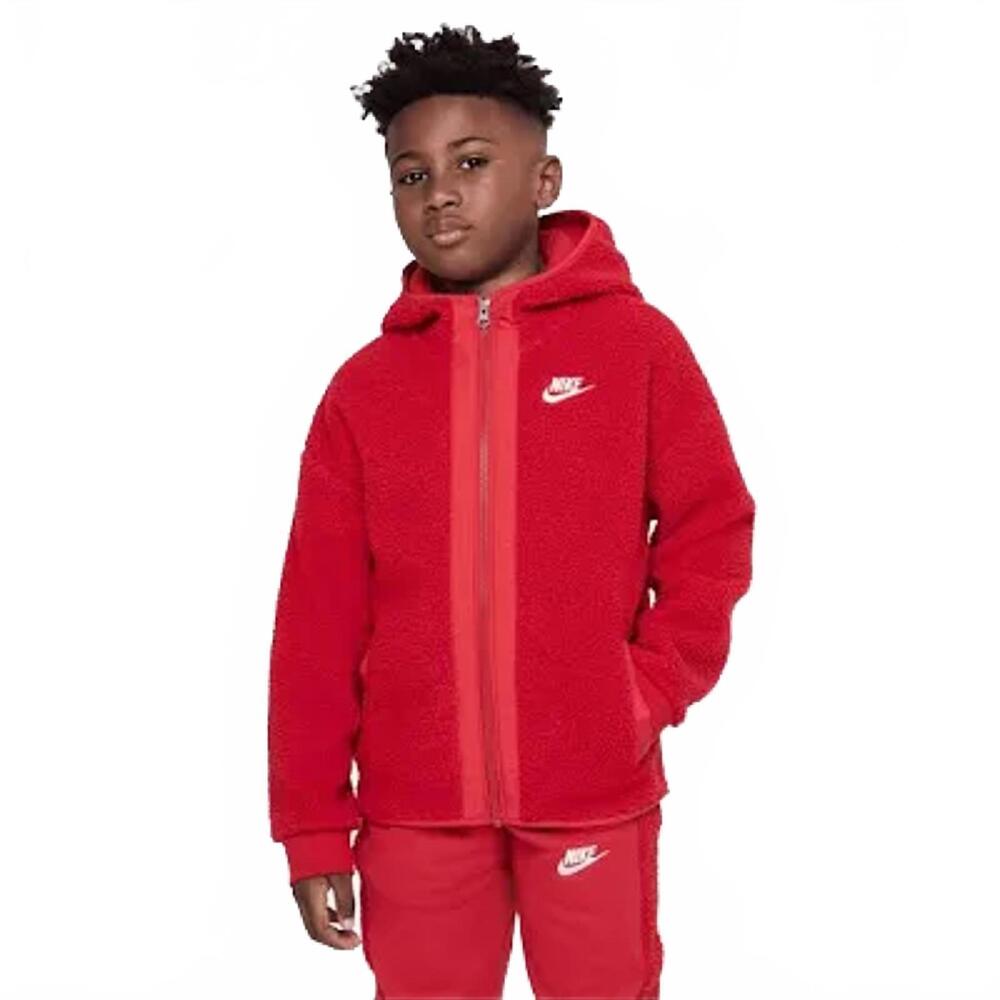 Nike Boys' Sportswear Club Fleece Winterized Full-Zip Hoodie - Gym Red - XL